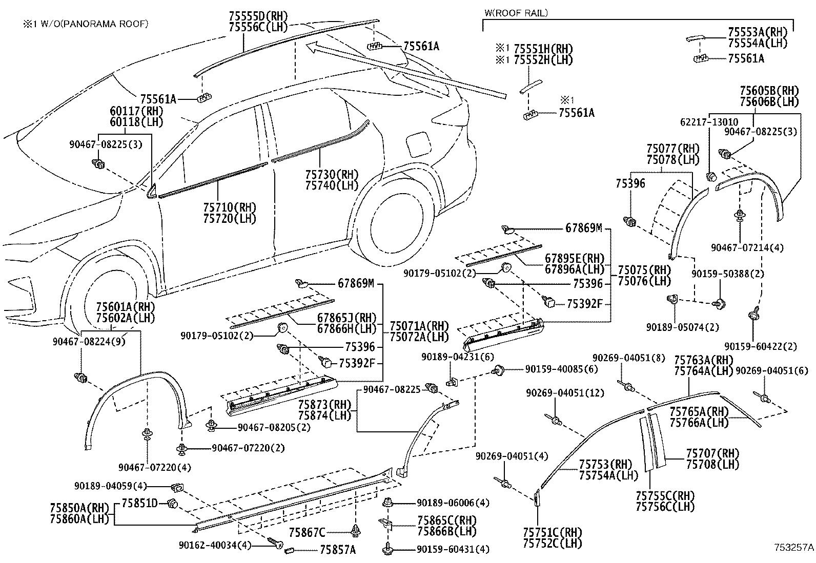 Lexus RX 350 Ground Effects Kit, Clip - Rocker Panel Moulding. Body Kit